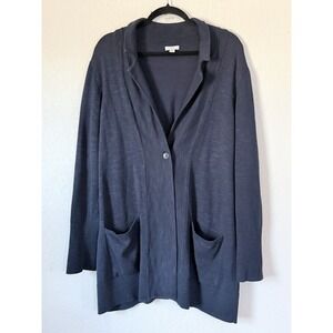 J. Jill Long Line Cardigan Sweater Womens XL Navy Blue Cotton Blend